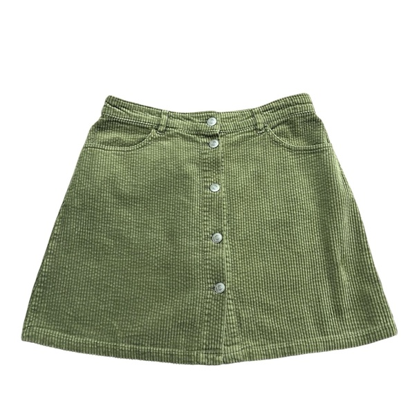 Sage Green Corduroy Button-Front Skirt Size Medium Zara Fall Academia Y2K - Picture 1 of 8